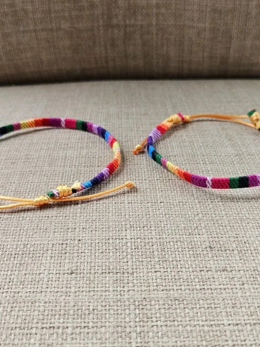 Lot of 2 Bracelet Multi Color Fabric Wrist Band Fashion Jewelry Set of 2 New